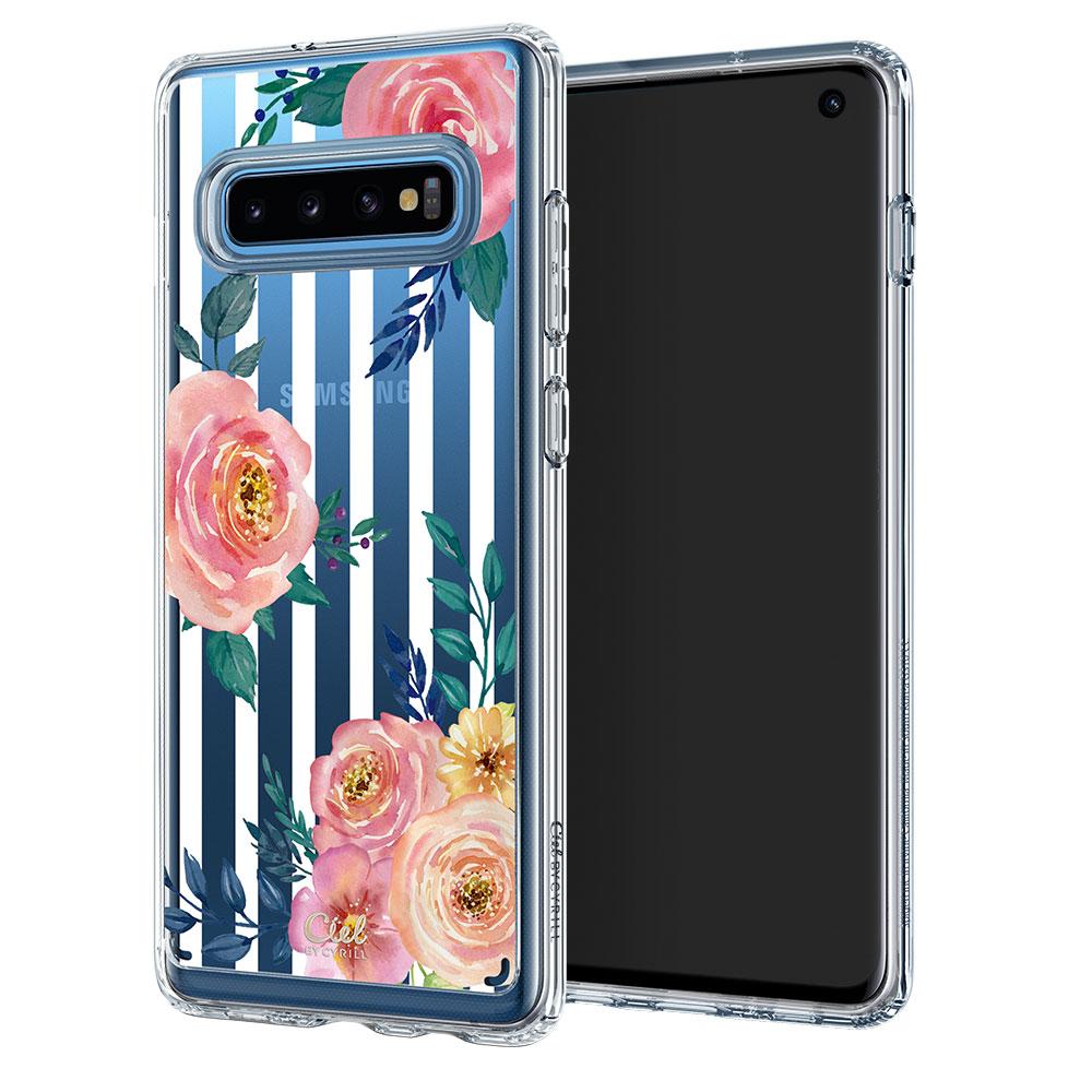 Galaxy S10 Cecile - Pink Strip Floral
